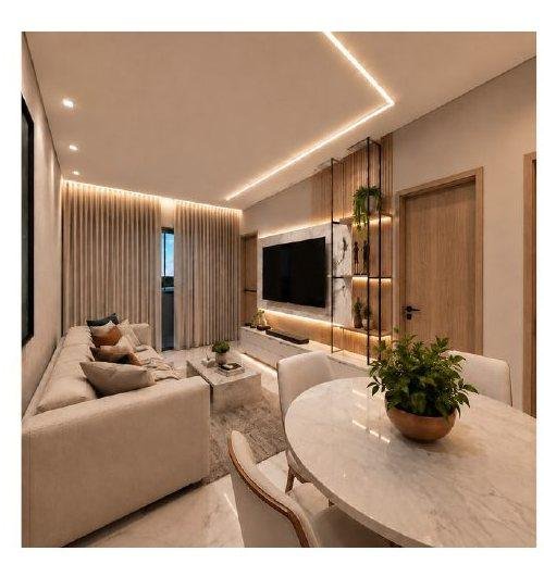 Sala de estar e jantar integradas